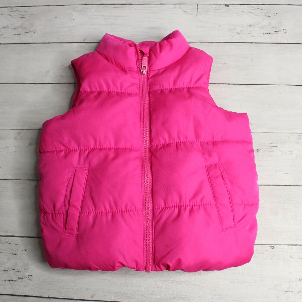 Old Navy Girl's Sleeveless Puffer Jacket Vest Size 2T Pink Fleece Lined
